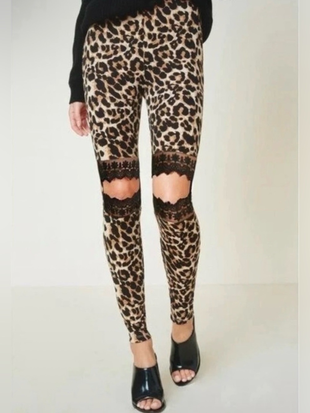 NWT Hayden Los Angeles Leopard Lace Cut Out Leggings